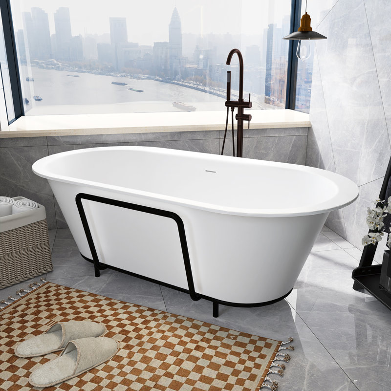 70.9'' x 35.4'' Freestanding Soaking Solid Surface Bathtub