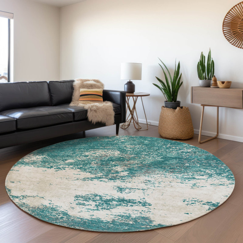 Premium Machine Washable Birchview AMF1027 Modern Rug, Round 8'