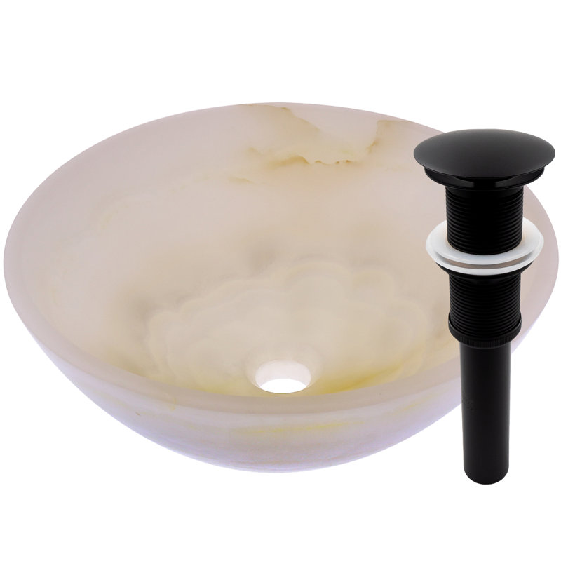 Novatto 17'' Stone Circular Bathroom Sink, Matte Black