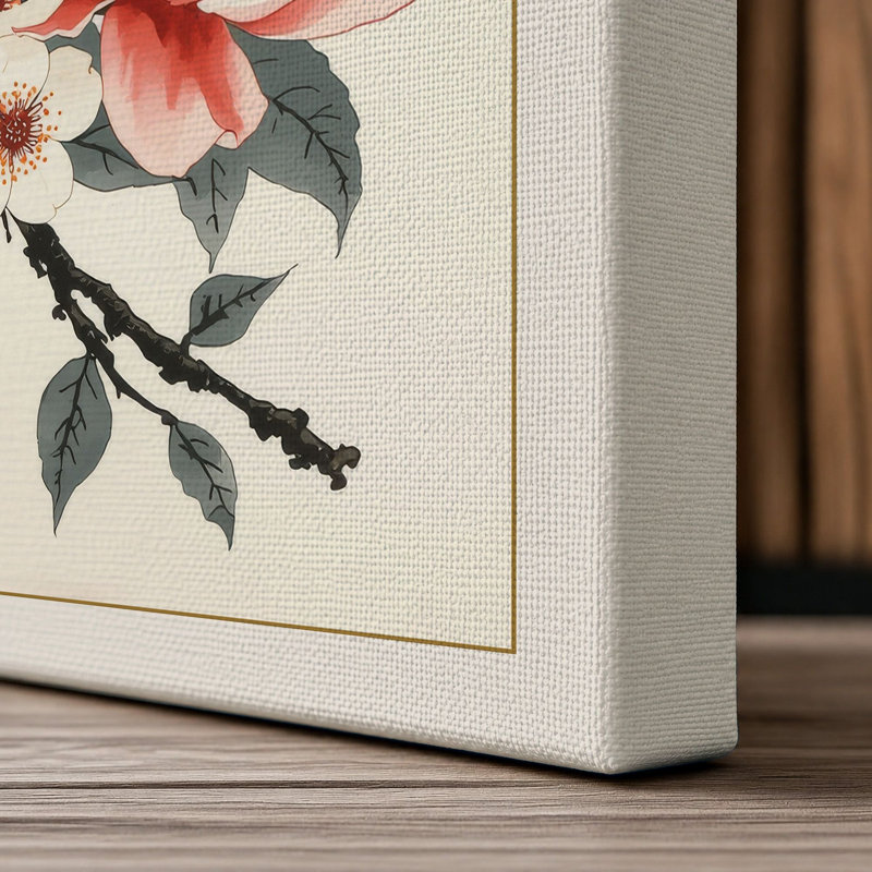 Moonlit Cherry Blossom Japandi - Wrapped Canvas, 18x12 - 45.7 x 30.5 cm, Cream Border