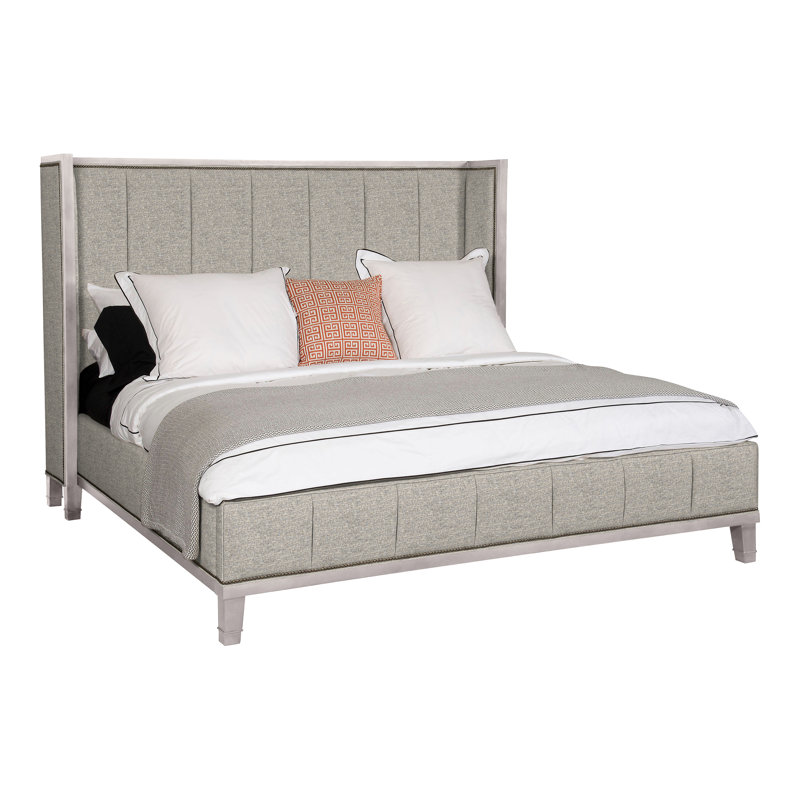Mattingly Upholstered Wingback Bed, Dove Gray, Impala Storm, No