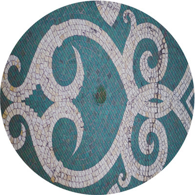 Tapis bleu aqua/blanc à motifs