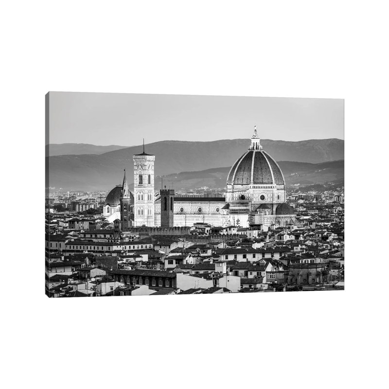 Florence Cathedral In Black And White by Jan Becke - Wrapped Canvas Print, 101.6 cm H x 66.04 cm W x 1.91 cm D