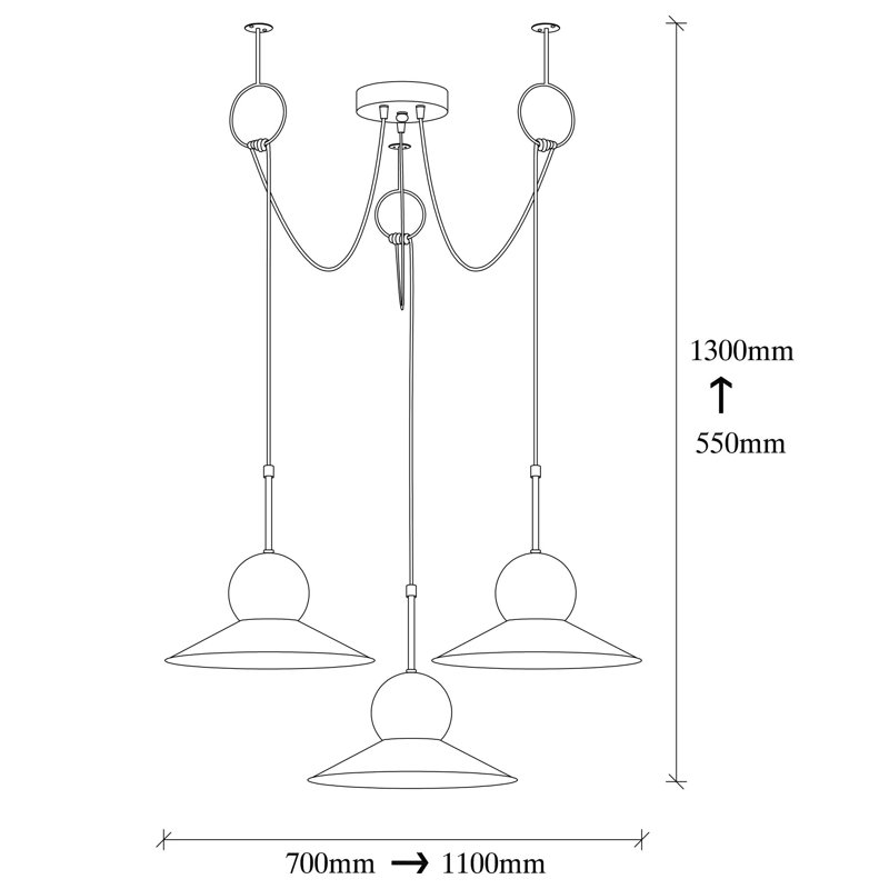 Luminaire suspendu conique à 3 lumières Mikayla