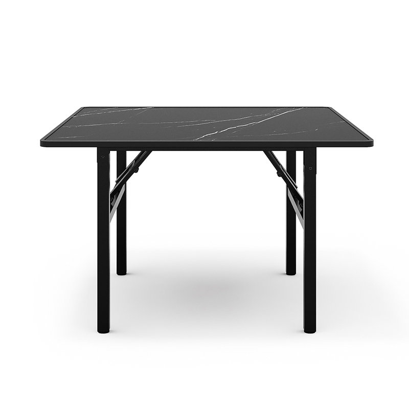 Denniston Metal Base Dining Table, 51cm H x 80cm L x 80cm W, Black, Black