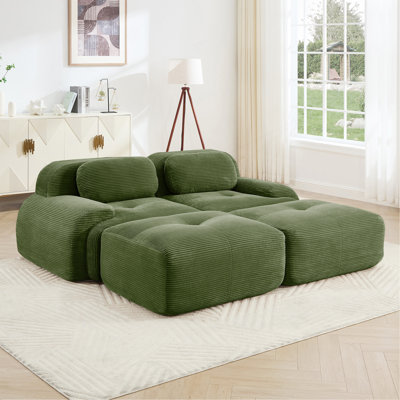 Canapé 2 places en tissu de luxe Corduroy tissu multi-combinaison modulaire anti-dérapant assemblage chaise longue accoudoirs courbés soutien ergonomique haute résilience éponge salon chambres à coucher