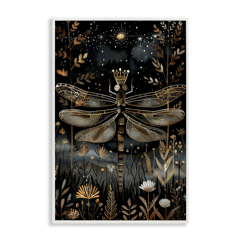 Libellule dorée Regal, giclée par The Dutch Lady, Giclée encadrée blanc bord de mer, H 30 po x l 20 po