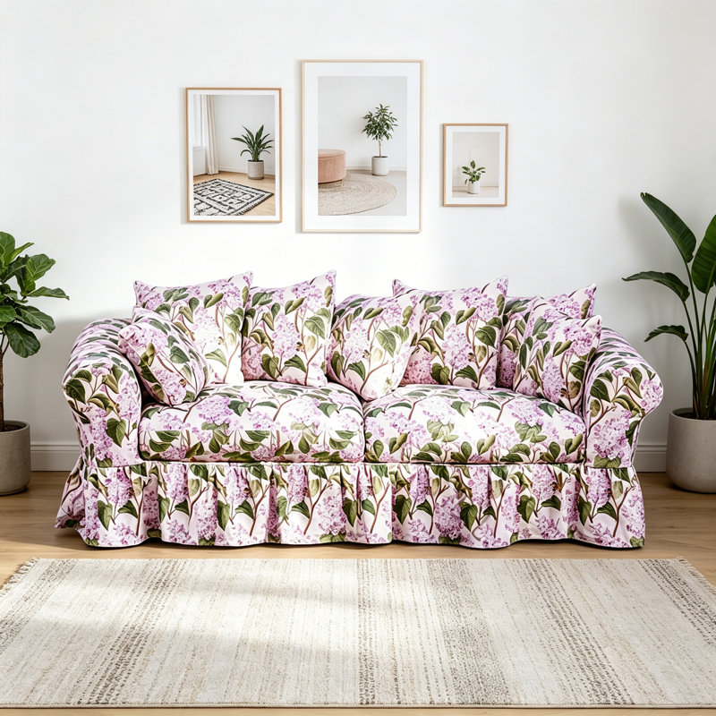 Canapé de style rétro français, Motif floral vert