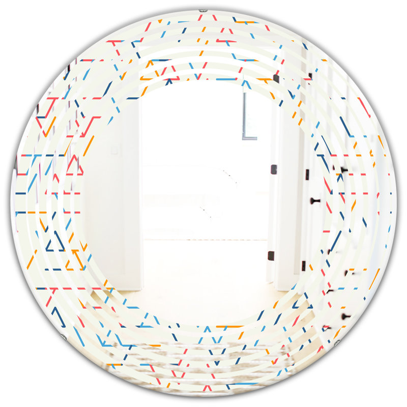 Vague abstrait géométrique. Motif. Miroir mural moderne sans cadre, 31,5 po x 31,5 po