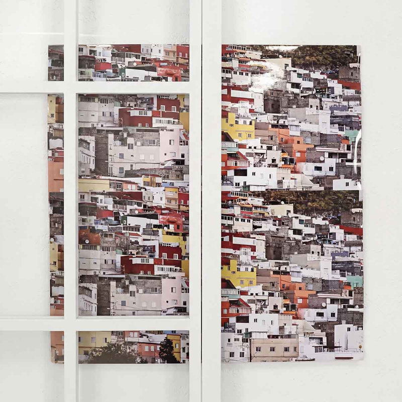 Double System Sliding Door with Black Frame Frosted Glass, 100cm X  210cm, White
