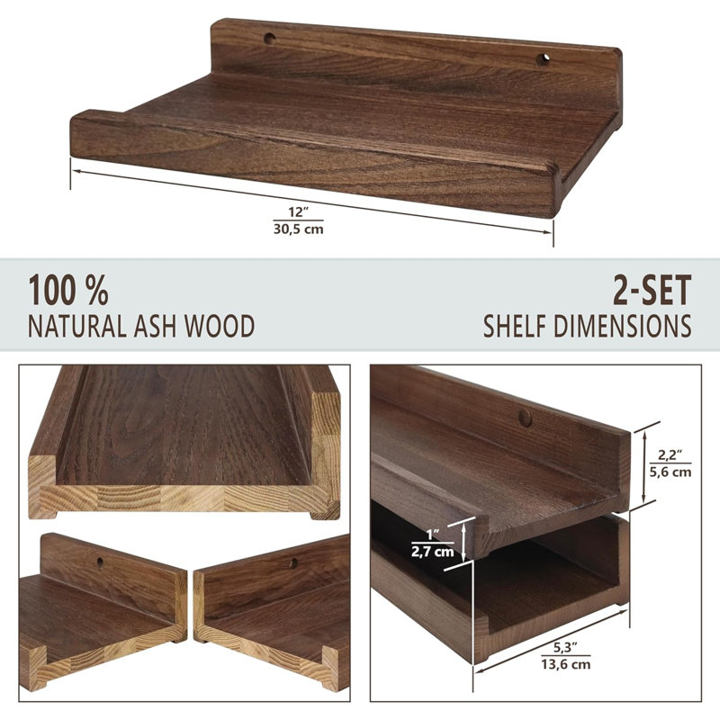 Bovian Floating Shelf, 30.50" H x 13.60" W x 5.60" D, Brown