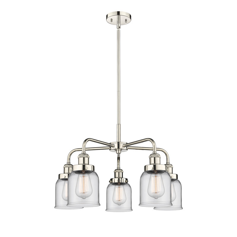 Bejtullah 5 - Light Glass Dimmable Chandelier, Clear, Polished Nickel