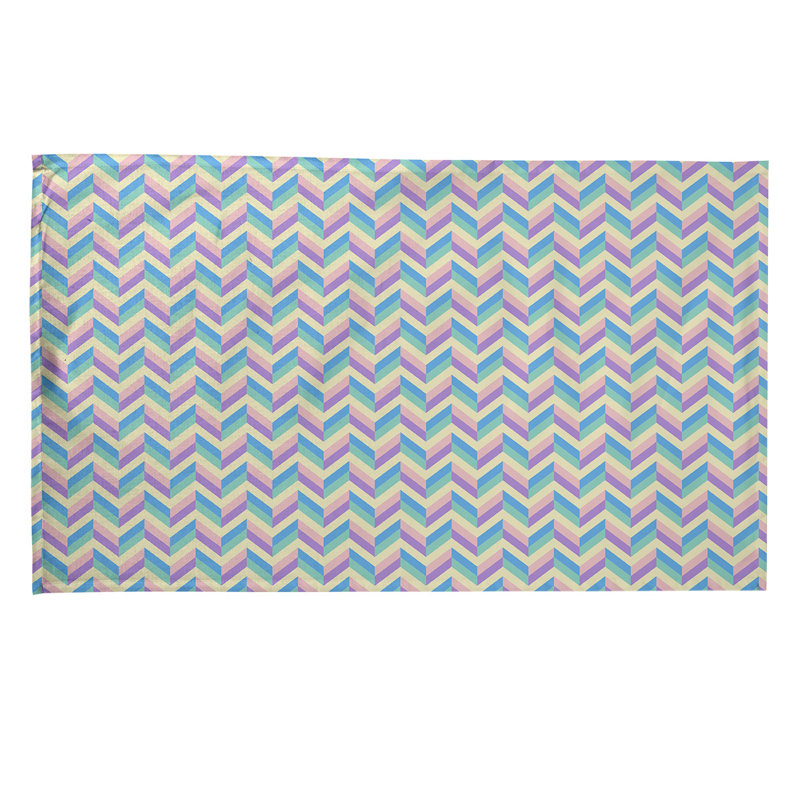 Serviette à thé chevron Mcguigan, Polyester sergé, Beige / rose / jaune