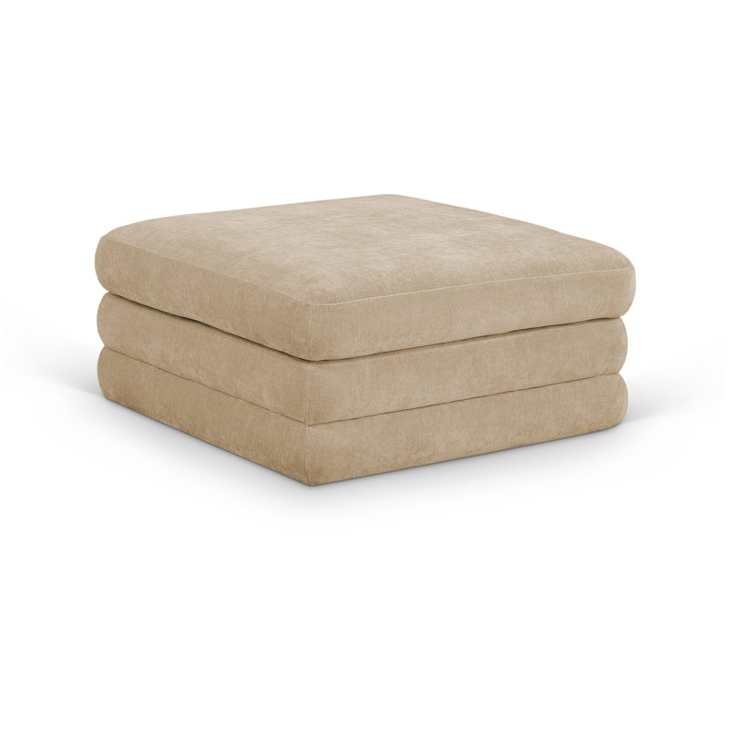 Repose-pieds modulaire en tissu chenille Vredenburgh, Tissu chenille beige