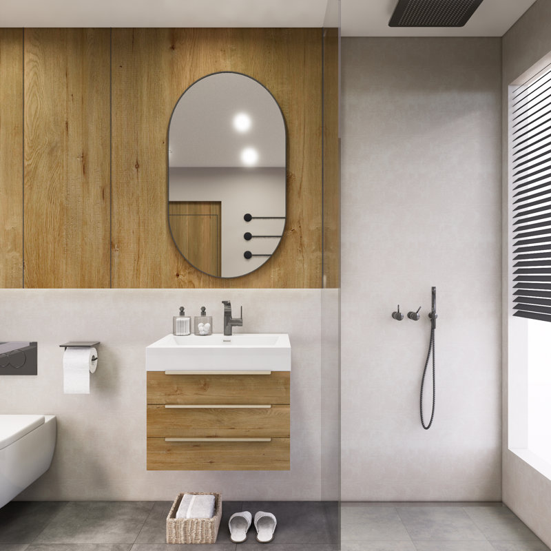 Meuble-lavabo mural simple 24 po Marizol, Chêne