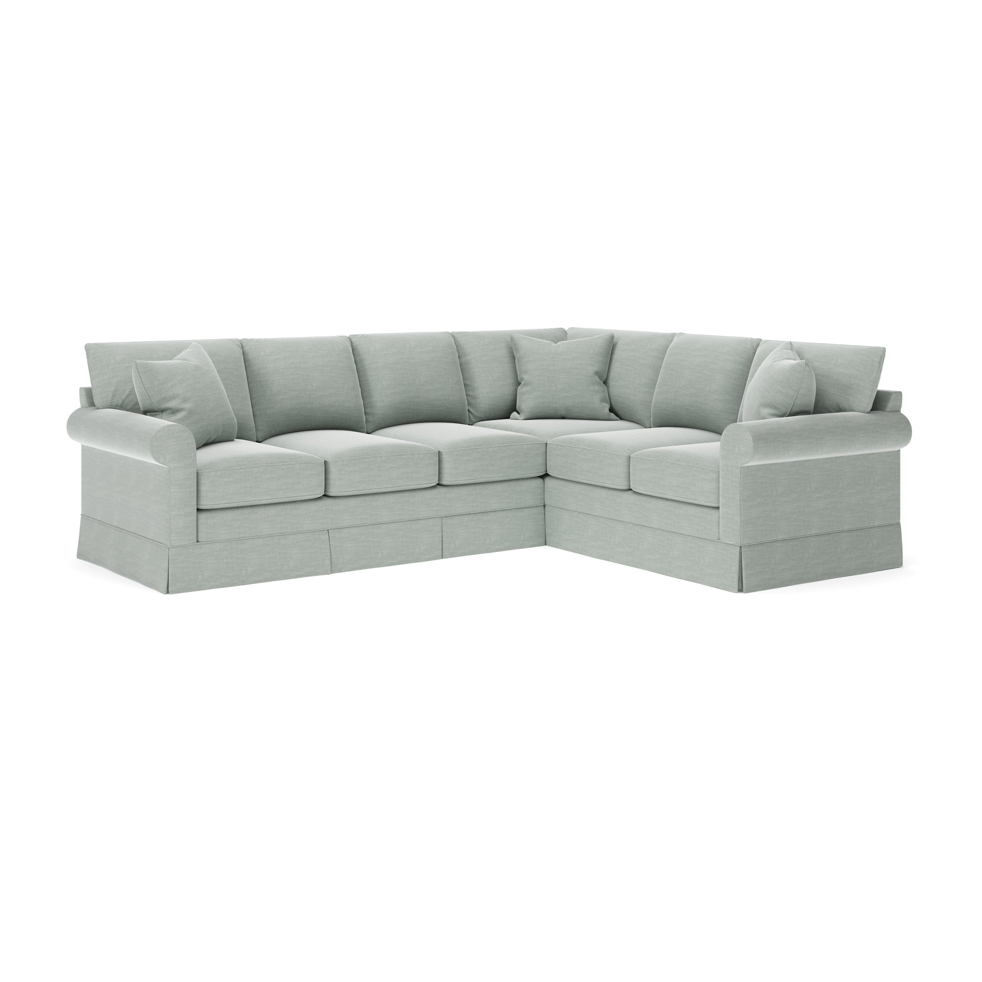 Friedman Upholstered L-Sectional, Right Hand Facing, Conversation Capri Basketweave