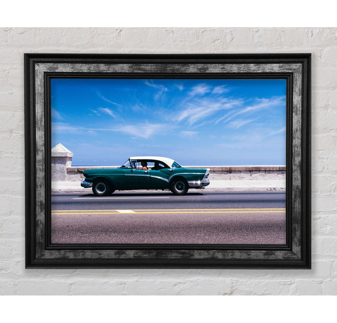 Classic Car Down The Highway - Einzelne Bilderrahmen Kunstdrucke