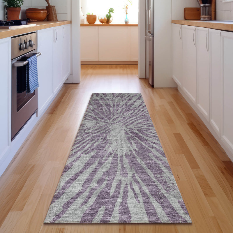 Premium Machine Washable Prisco Purple Rug, Runner 2'3" x 7'6"