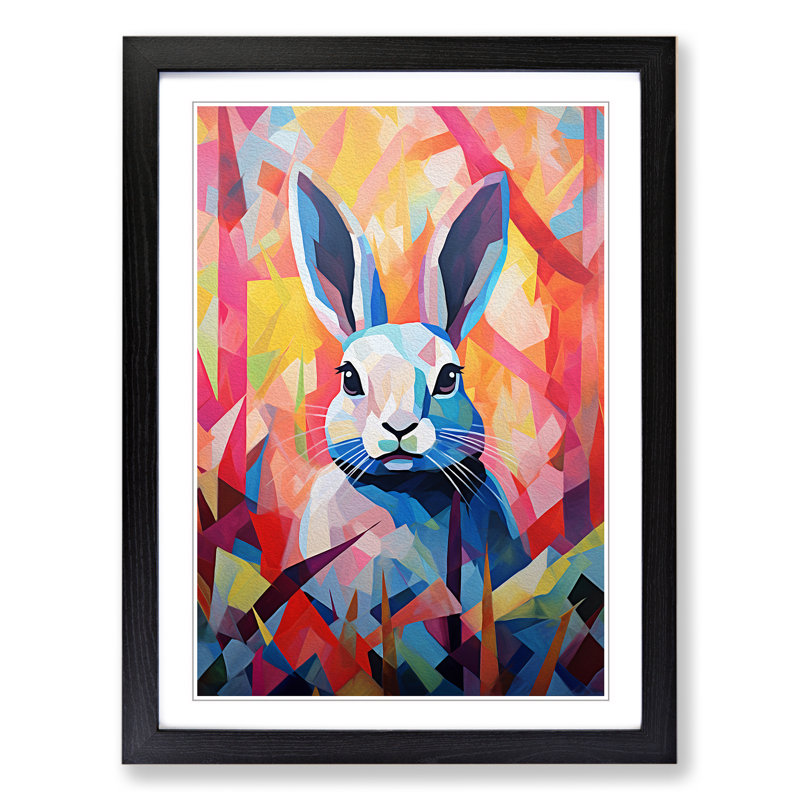 XYZ-FRM-V1223-5321 Rabbit Abstract - Single Picture Frame Print on Wood, 34cm H x 25cm W x 2cm D, Black