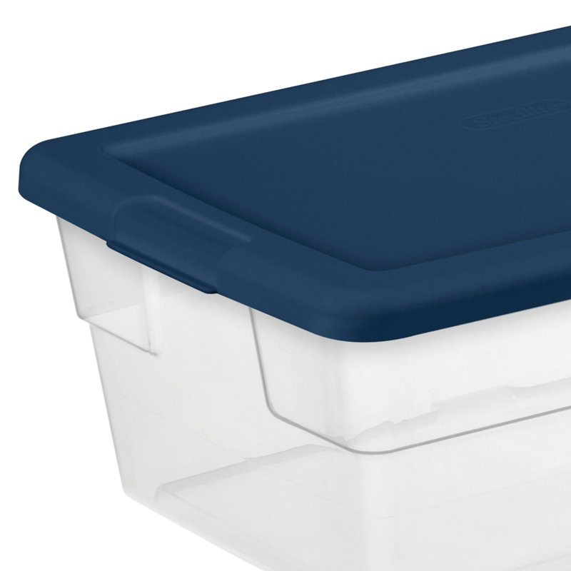 Ensemble de bacs de rangement empilables en plastique, Bleu marine, 5 Pack