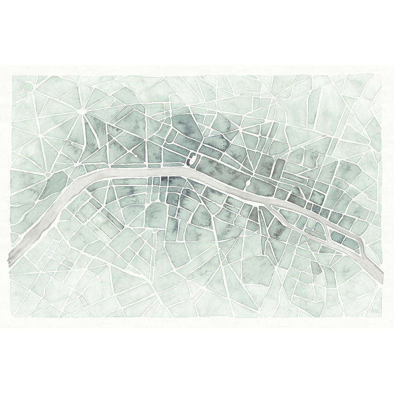 Aquarelle Wanderlust Menthe de Paris, H 12 po x l 18 po