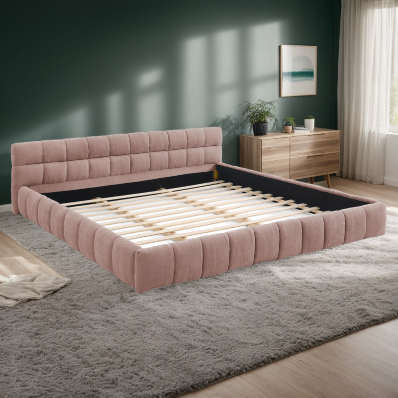 Cadre de lit tapissier, Très grand lit, Rose