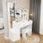 Small Space Left Drawer Desktop Vanity Table + Cushioned Stool, 2 AC+2 USB Power Station-333532158