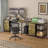 114" L-Shaped Desk With Power Hub, Industrial Gaming Desk - 6 Drawers, Removable Monitor Stand, Rustic Brown Home Office