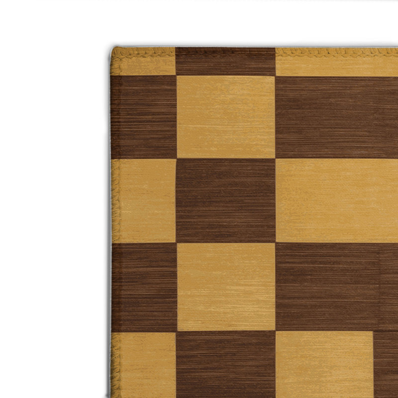 Tapis d'intérieur et d'extérieur à carreaux brun, Rectangulaire 2 pi x 3 pi