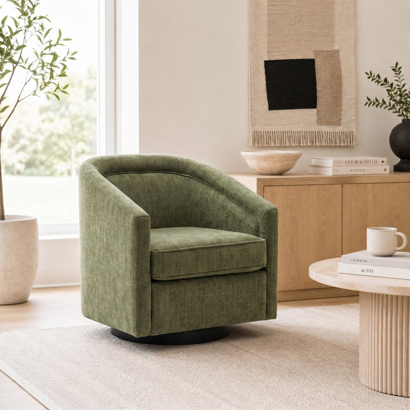 Fauteuil demi-tonneau pivotant Caitlyn - vert eucalyptus, Eucalyptus Green