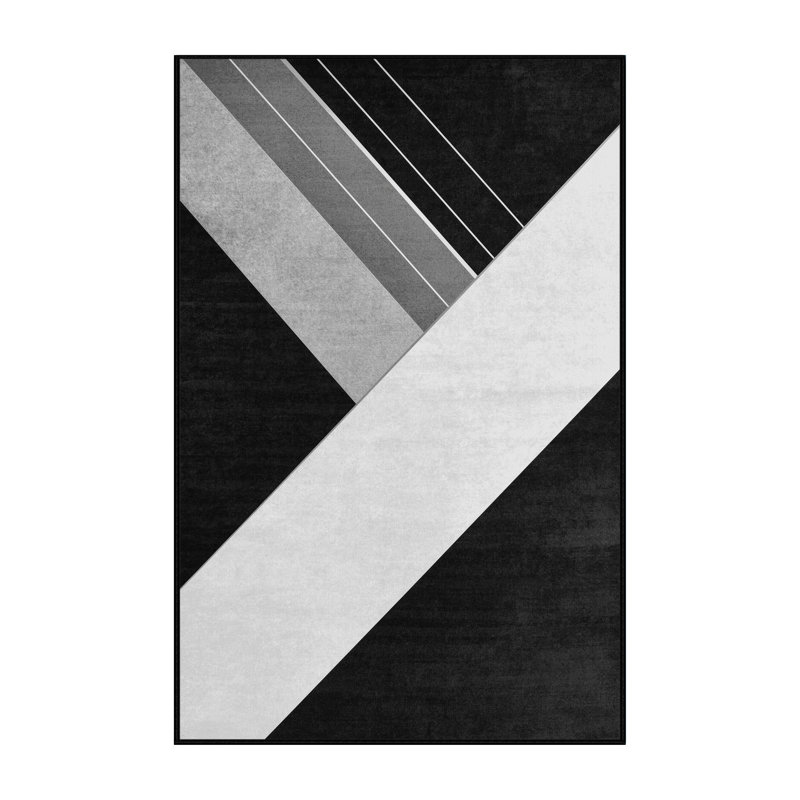 Tapis gris à motif géométrique lavable à la machine Bensonhurst, 3 X 5