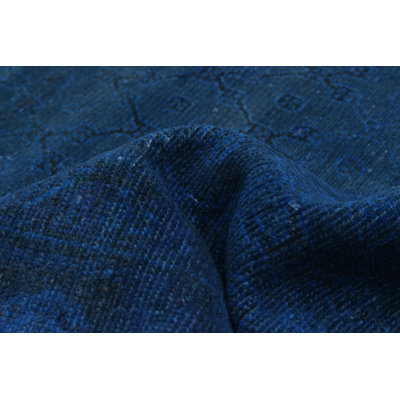 Tapis unique en laine 3 pi 8 po x 6 pi 11 po bleu Piana