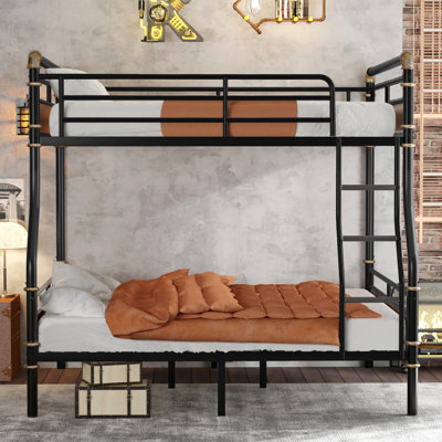 Full XL over Queen Metal Bunk Bed with Convertible Design, Non-Slip Ladder, and Under-Bed Storage for Maximum Space Efficiency and Safety