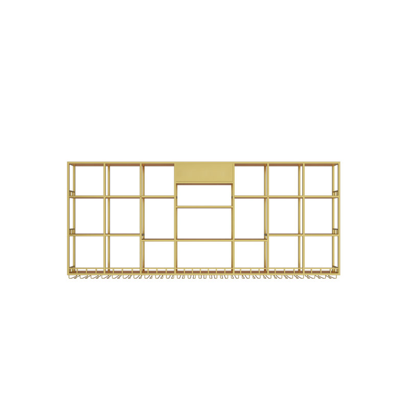 Multi-tier Iron Wall Mounted Wine Rack, Gold, 47.2" H x 110.2" W x 7.8" D