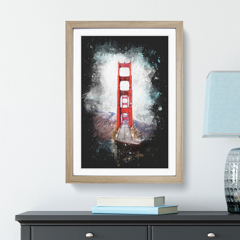 Golden Gate Bridge - Framed Print, Oak Framed, 87cm H x 62cm W x 2cm D