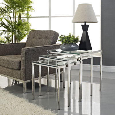 Modway Nimble Stainless Steel Nesting Table Set