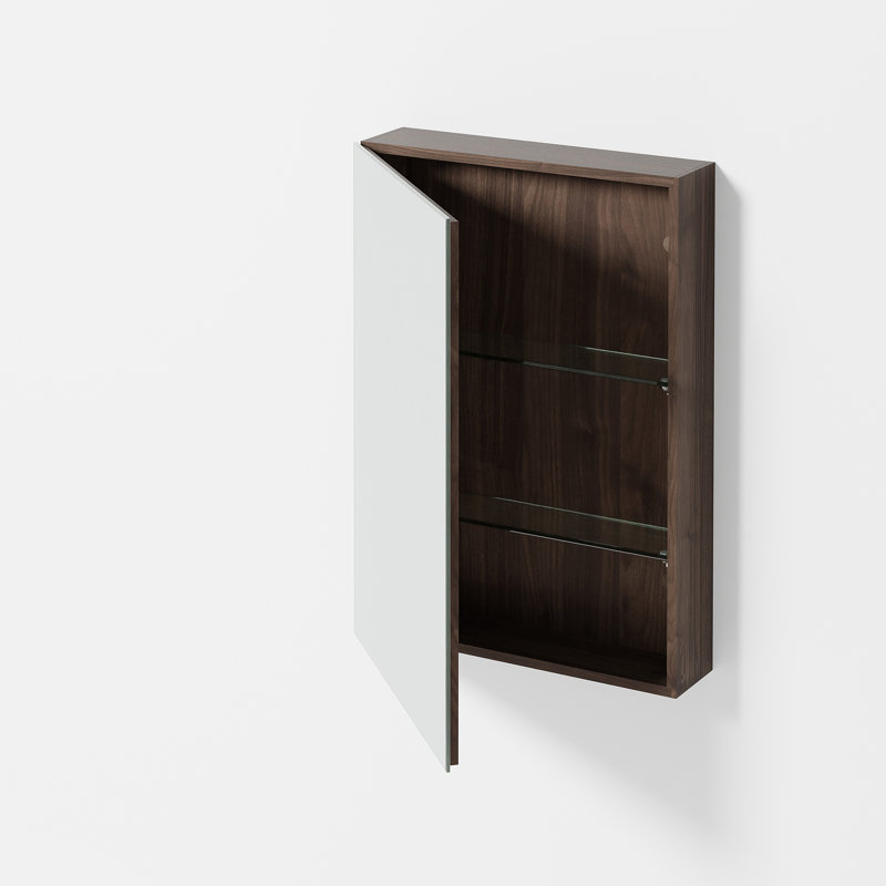 Faso 420mm W 15240mm H Surface Frameless Medicine Cabinet Mirror 2 Adjustable, Walnut