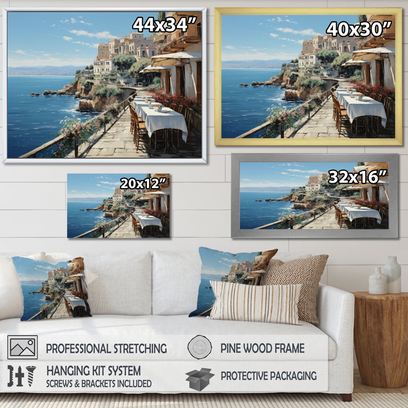 Italie, Amalfi Coast Romance - Italie, art mural, H 30 po x l 40 po x P 1,5 po, Cadre flottant doré