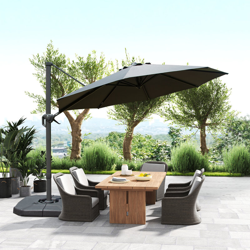 Parasol en porte-à-faux Deniah, Gris, H 100 po x l 114,57 po x P 114,57 po