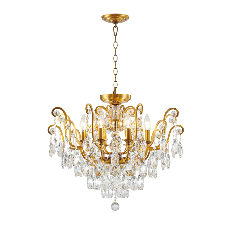 Beanca 8-Light Chandelier With Crystal Accents, Antique Brass