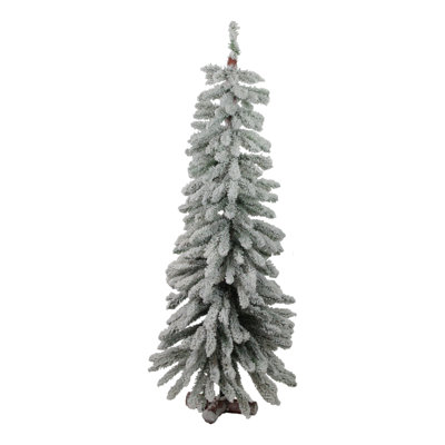 4' Unlit Slim Flocked Winter Alpine Artificial Christmas Tree