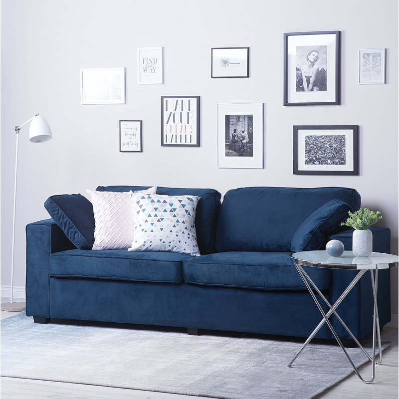 Bloxom 3 Seater Velvet Sofa, Navy Blue