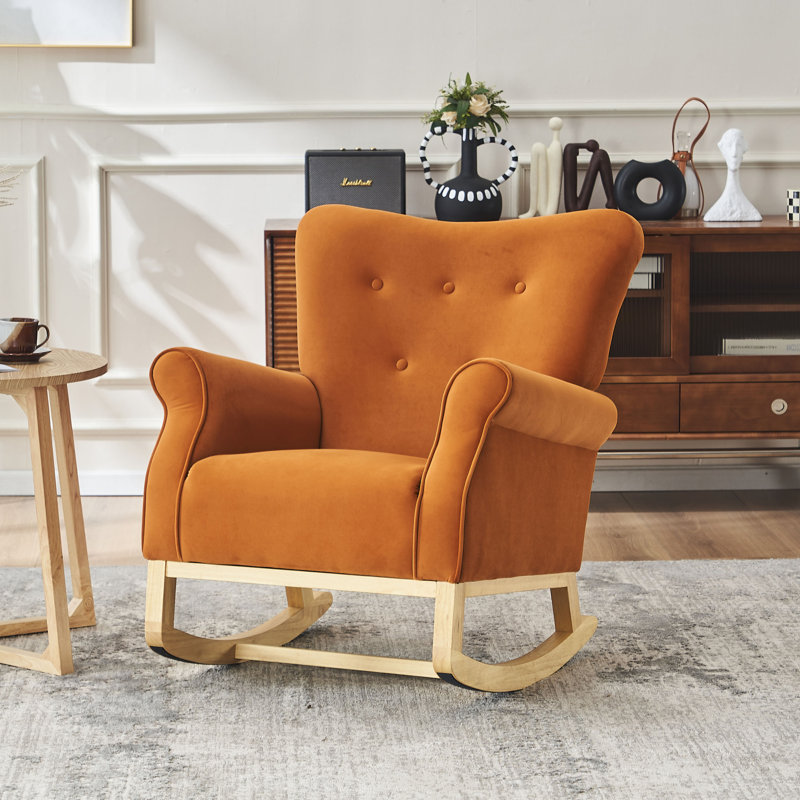 Chaise berçante à haut dossier pour chambre de bébé, Orange