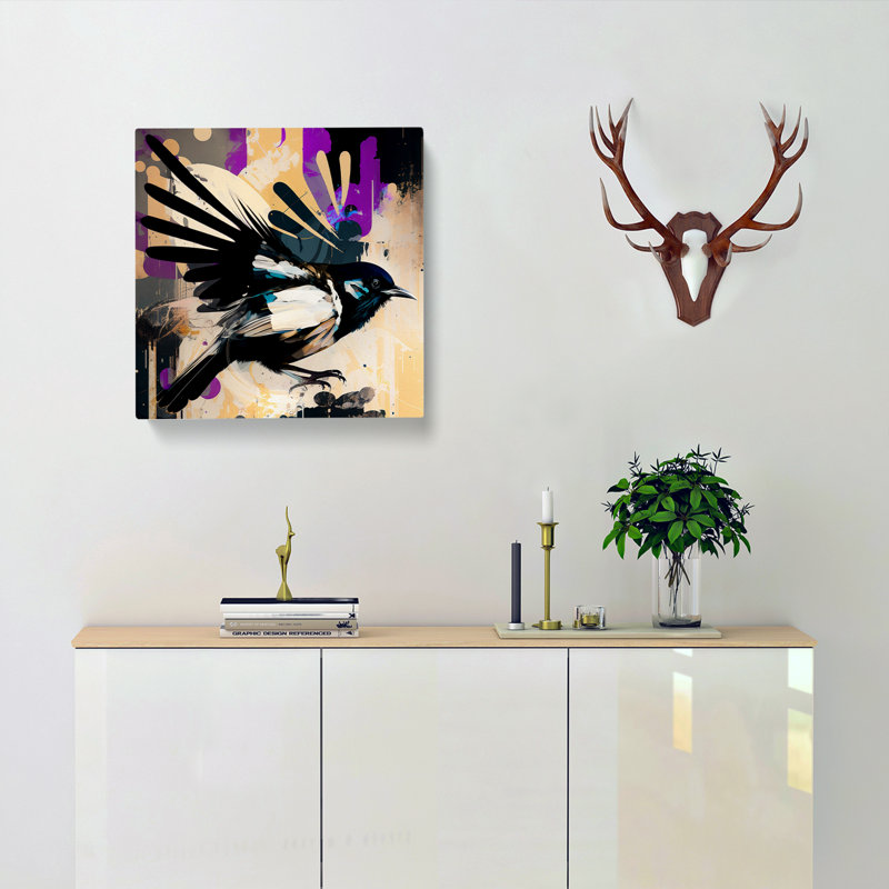 Magpie Abstract Expressionism - No Frame Print, 50cm H x 50cm W x 3cm D
