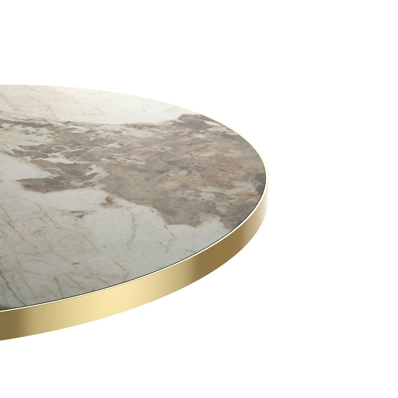 Table bistro ronde de 31,5 pouces avec plateau en faux marbre et plateau en métal robuste, facile à assembler, diamètre de la structure en métal robuste
