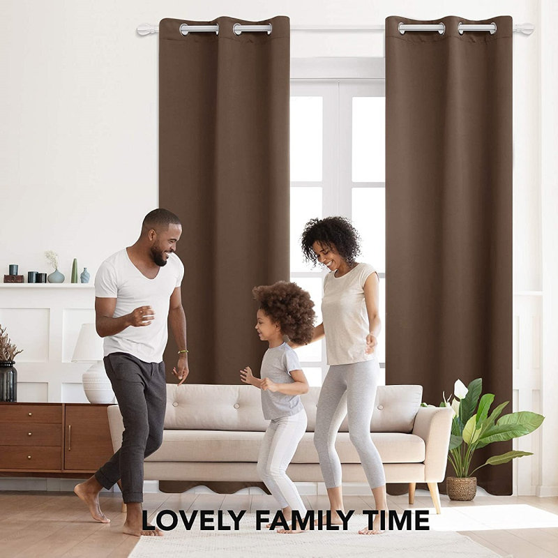 Blackout Curtain Pair, Brown, 55" W x 102" L