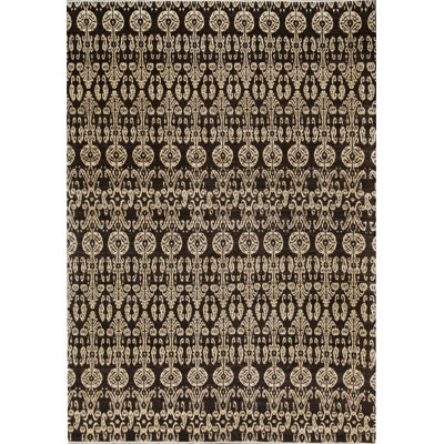 Tapis noir et beige noué à la main de haute qualité