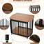 Niche pour chien brune de 31,5 po, portes doubles pour canines moyennes, cage pour animal de compagnie moderne, moyenne-1219823582