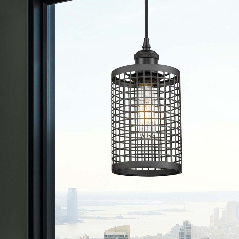 Luminaire suspendu à 1 lumière Argiro, Noir mat, Noir mat
