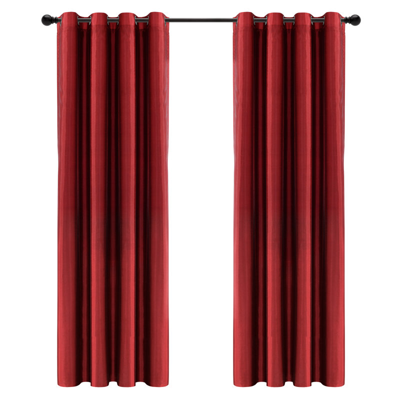 Red Faux Silk Blackout Grommet Window Panel